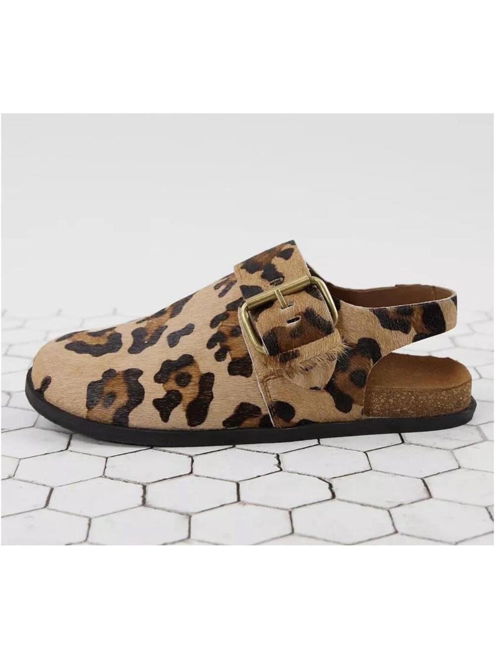 Free People Leopard Print Slingback Clog Mules